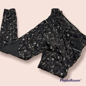 ATHLETA  SZ S ATHLETIC / WORKOUT PANTS CHARCOAL GRAY PRINT W/ SIDE POCETS